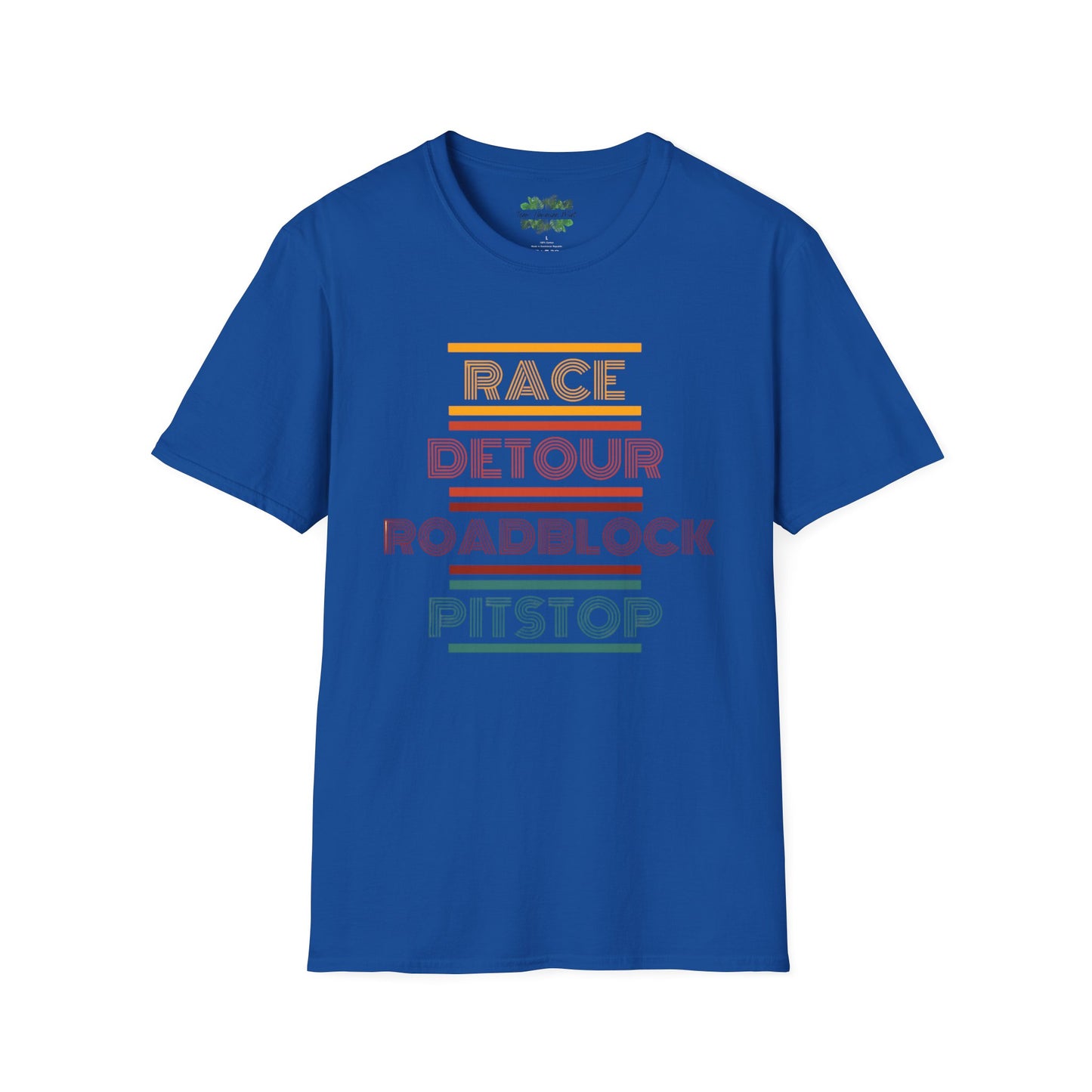 Race Detour Roadblock Pitstop: Unisex Softstyle T-Shirt by Team Hawaiian Mint