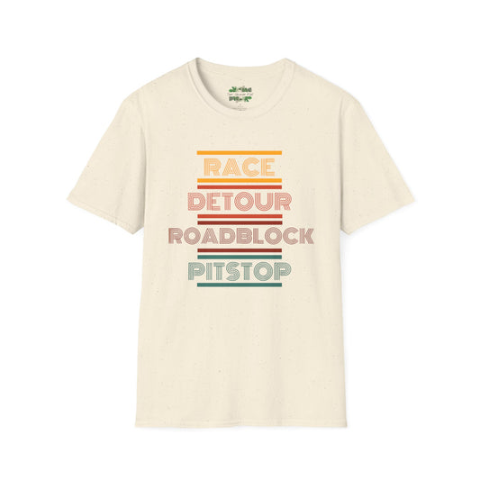 Race Detour Roadblock Pitstop: Unisex Softstyle T-Shirt by Team Hawaiian Mint